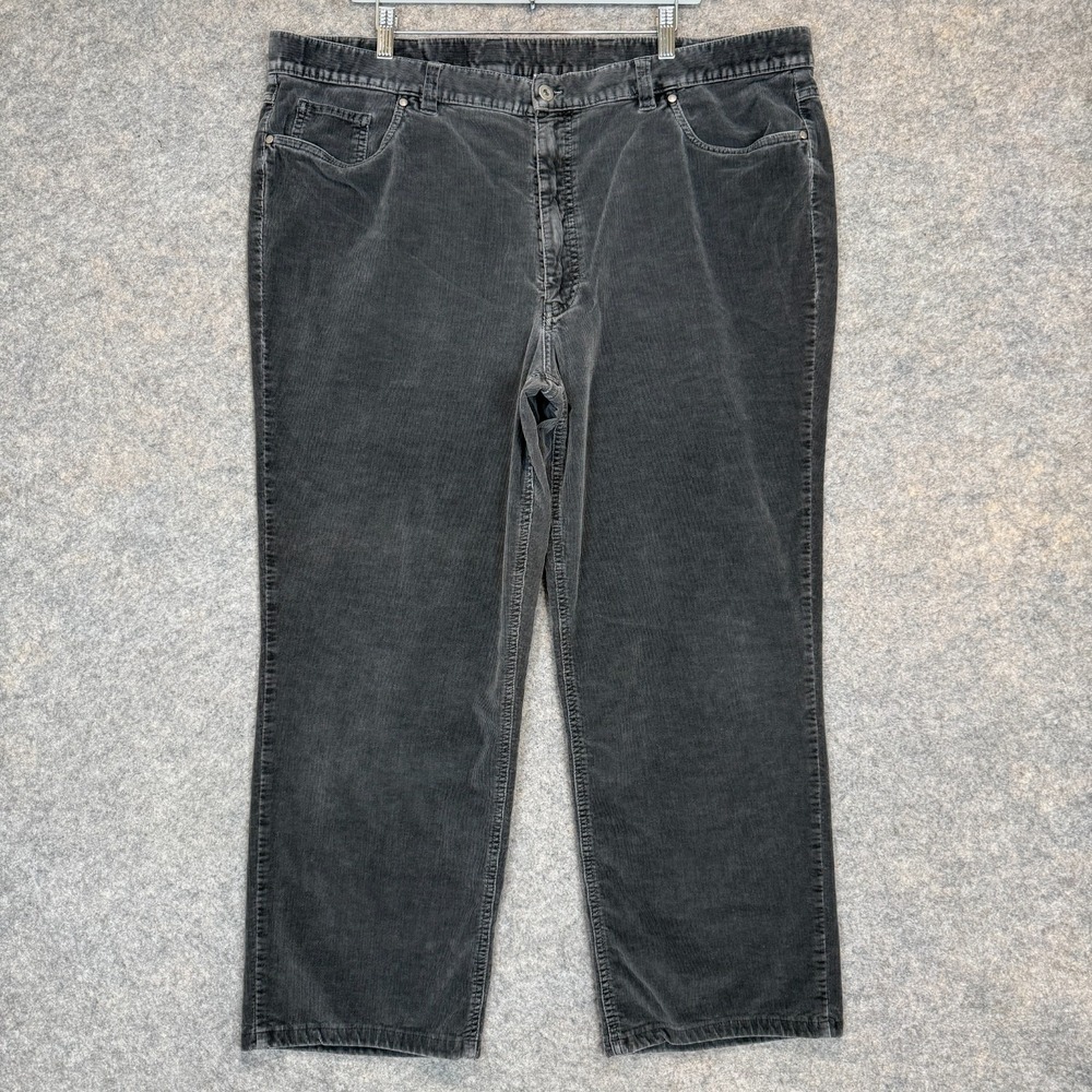 Carroll & Co Corduroy Pants Men 44 (fits 43x28) Straight Leg Gray Cotton Trouser